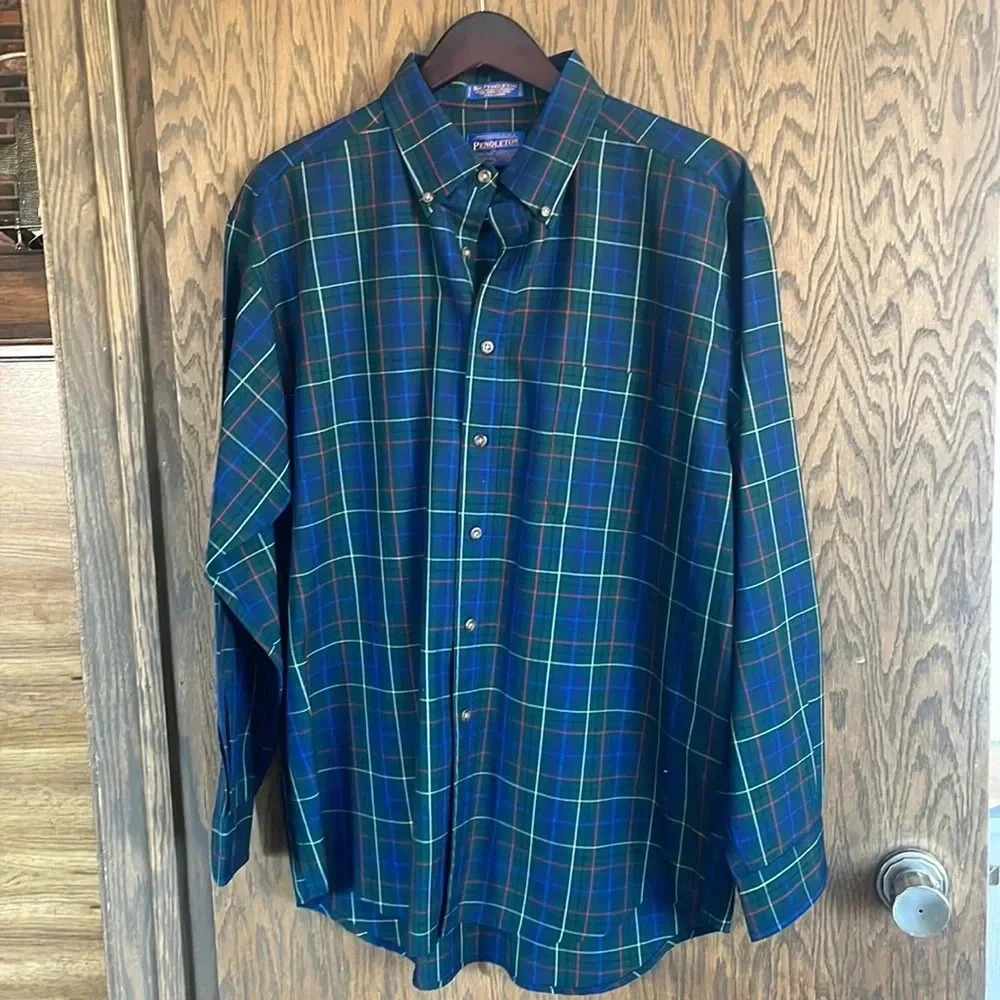 Men’s Pendleton Plaid Dress Shirt‎ L